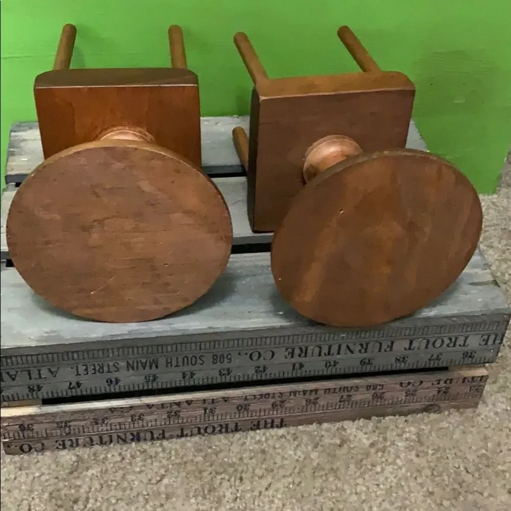 Wooden boho candle holders set of 2